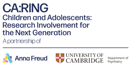 CA:RING logo, Anna Freud logo and University of Cambridge logo