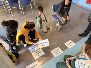 Children and young people discussing the order of importance of ingredients in a suppliment